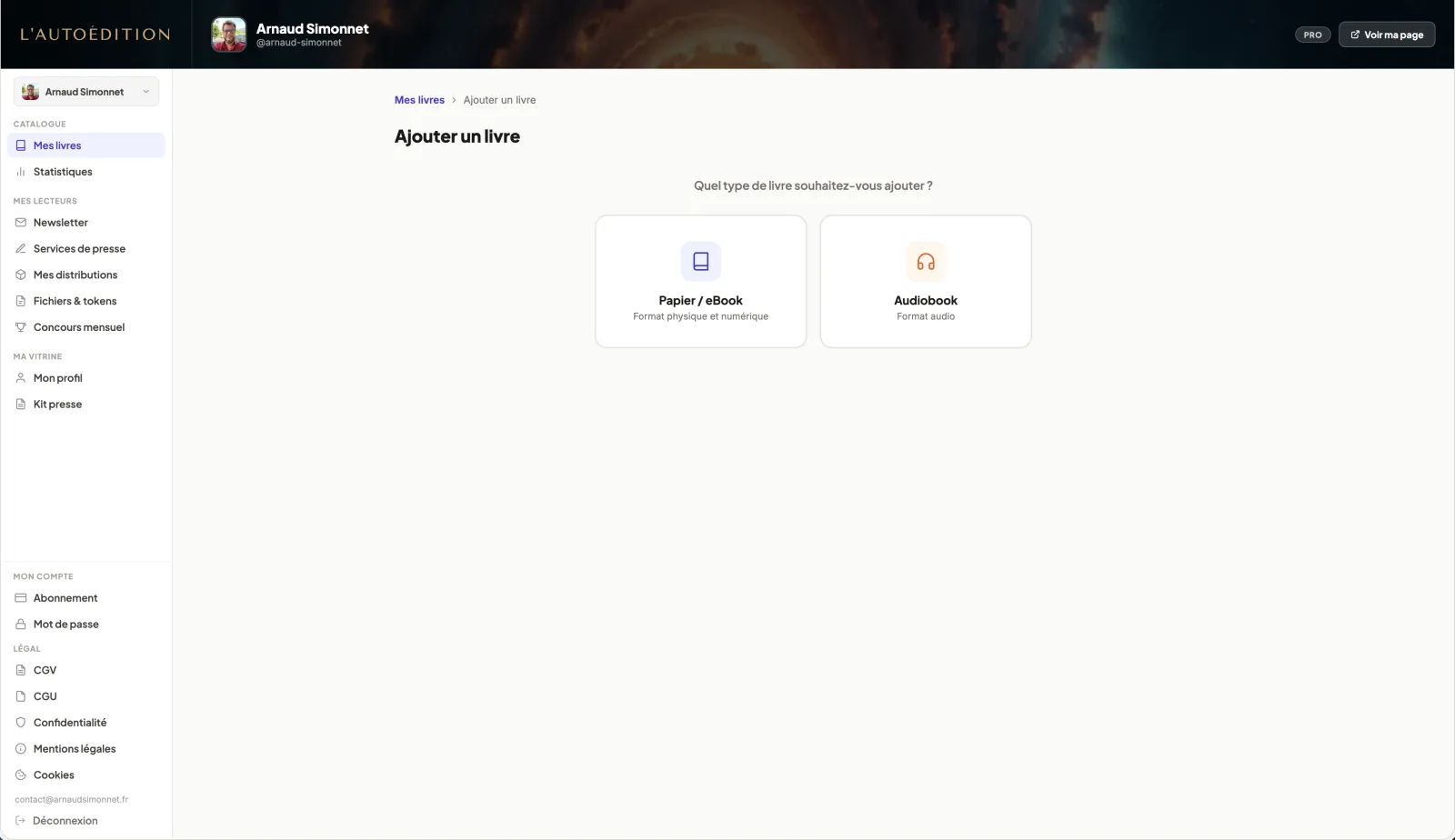 Formulaire d'ajout d'un livre sur lautoedition.fr — champs vides avec prévisualisation